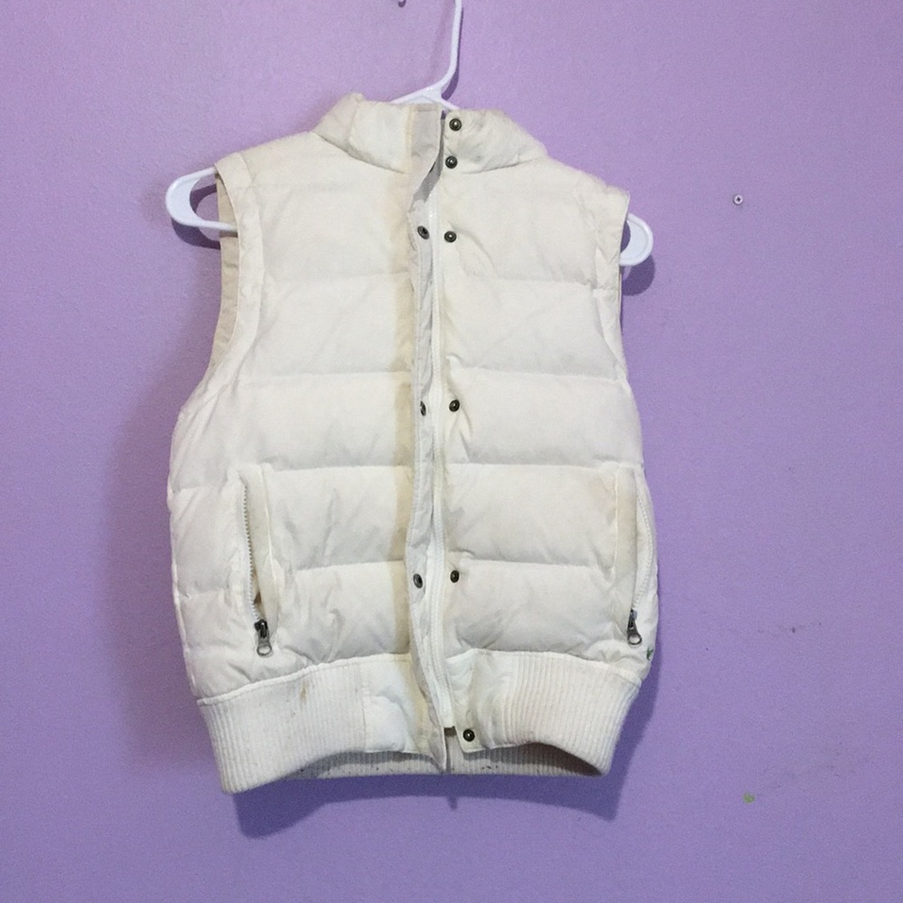 Off white vest with detachable hood
